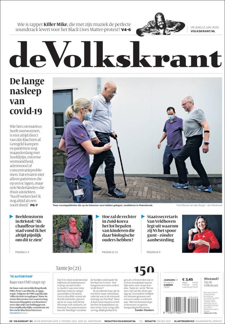 Portada de De Volkskrant (Pa&iacute;ses Bajos)