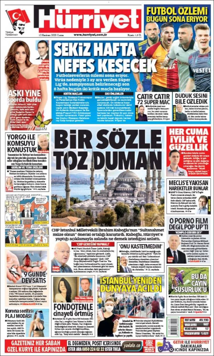 Portada de Hürriyet (Turqu&iacute;a)