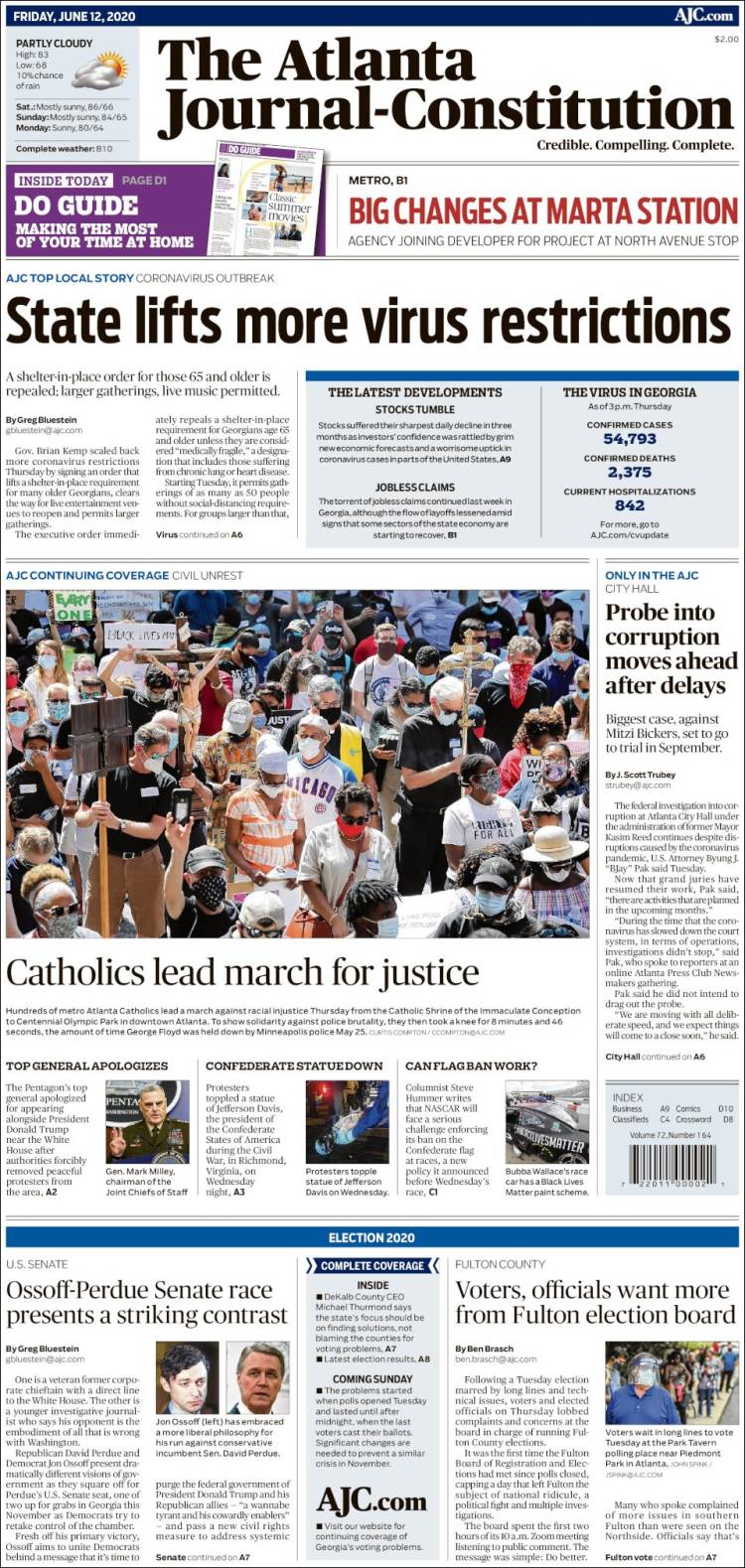 Portada de The Atlanta Journal-Constitution (USA)