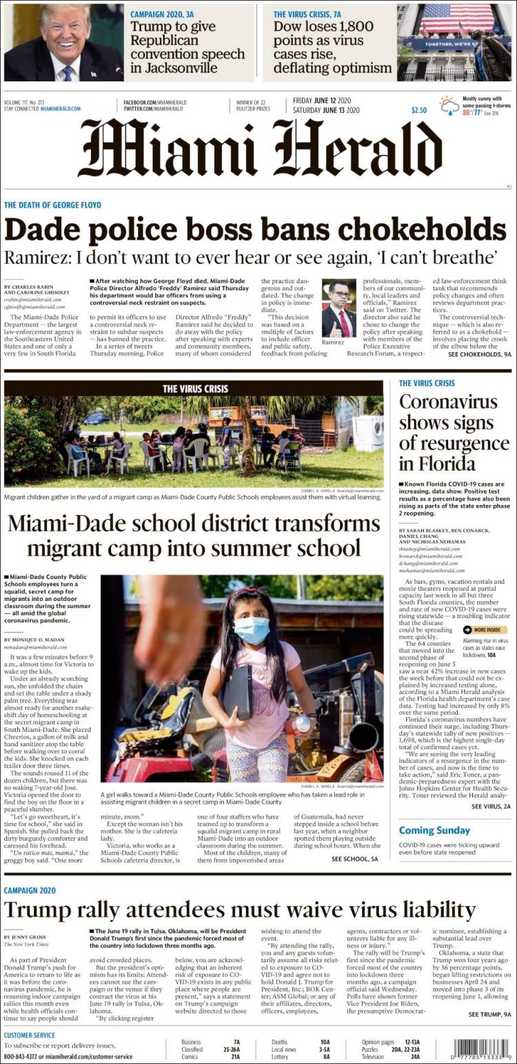 Portada de Miami Herald (USA)