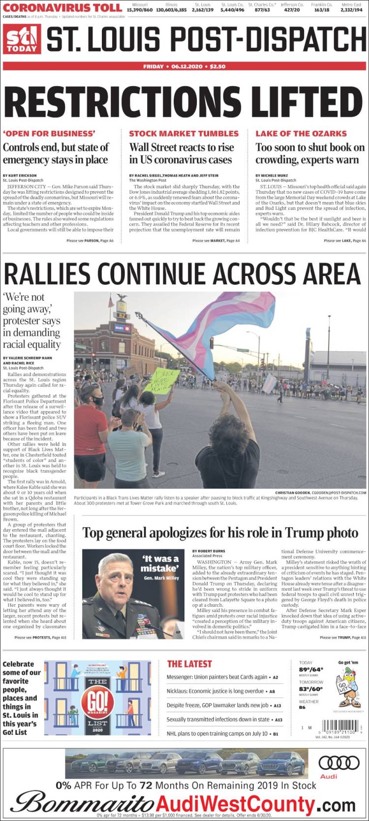 Portada de St. Louis Post-Dispatch (USA)