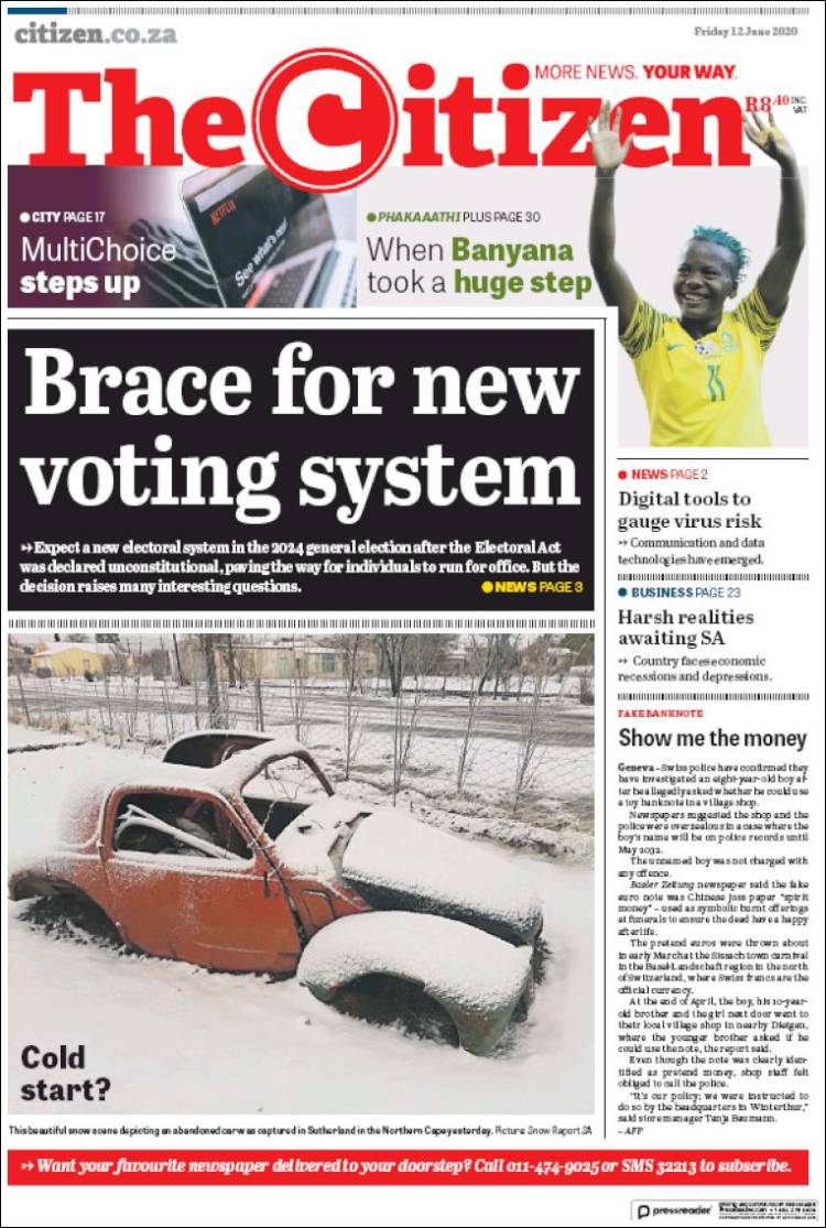 Portada de The Citizen (Sud&aacute;frica)