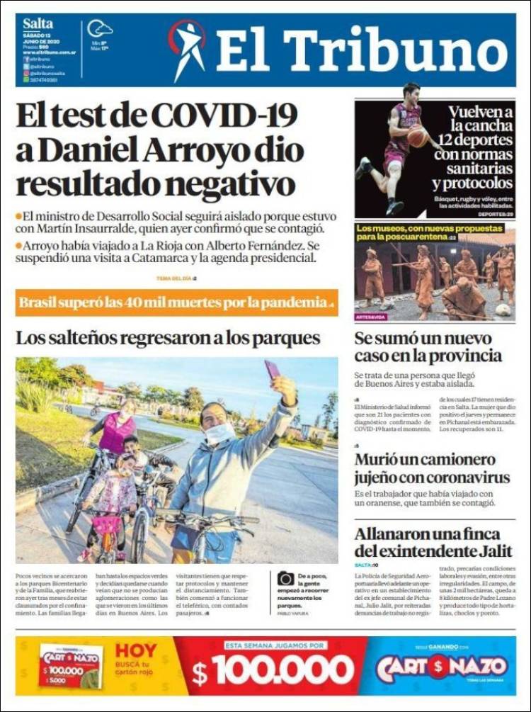 Portada de El Tribuno - Salta (Argentina)