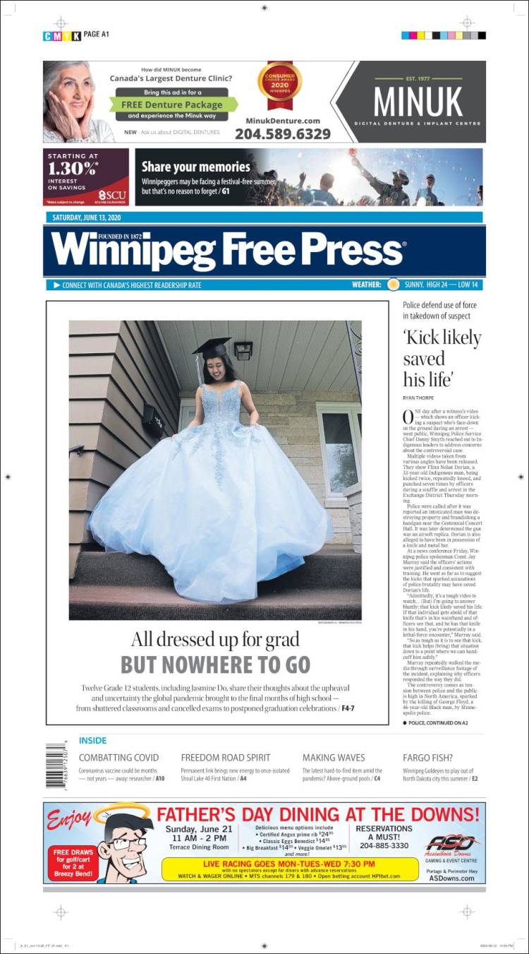 Portada de Winnipeg Free Press (Canadá)