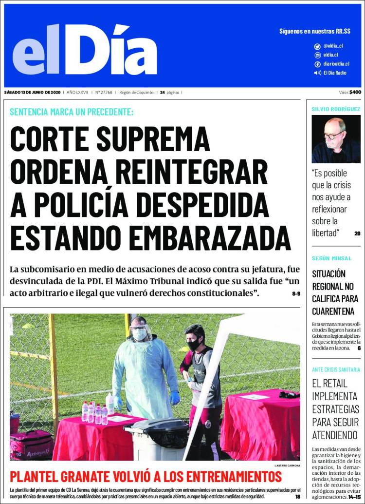 Portada de El Día (Chile)