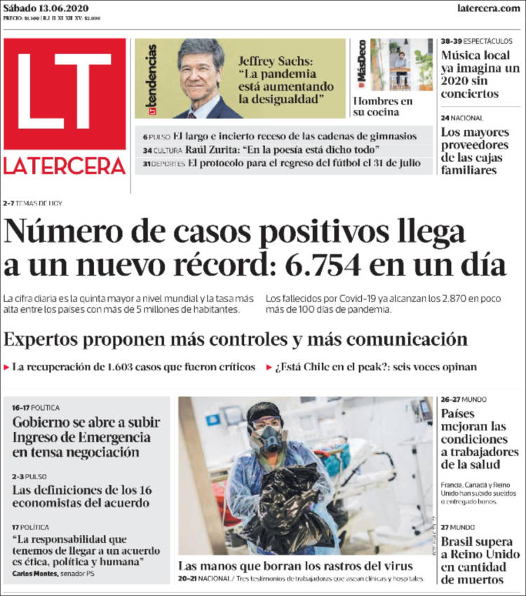 Portada de La Tercera (Chile)