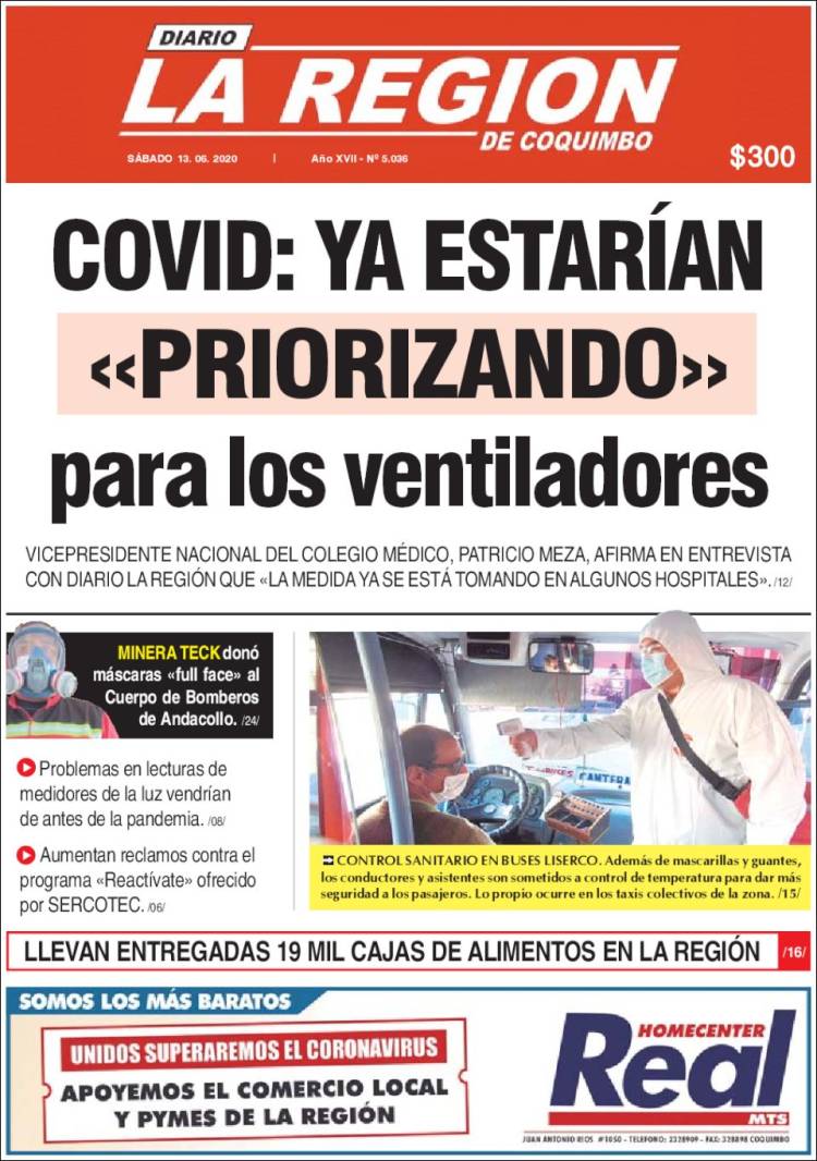 Portada de Diario La Región de Coquimbo (Chile)