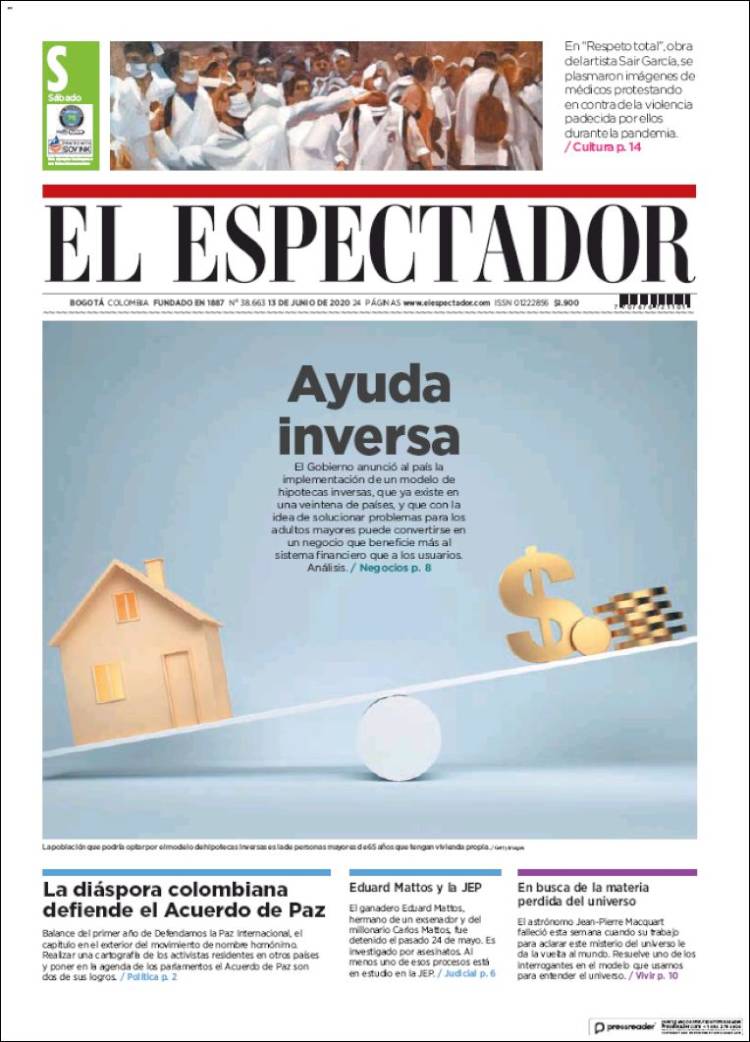 Portada de El Espectador (Colombia)