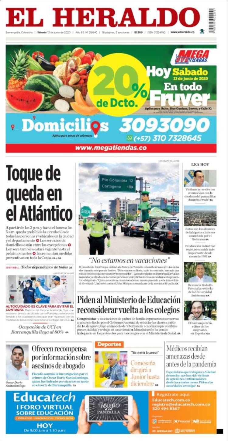 Portada de El Heraldo (Colombia)