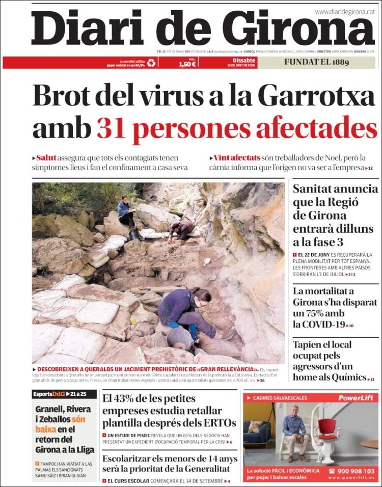 Portada de Diari de Girona (España)