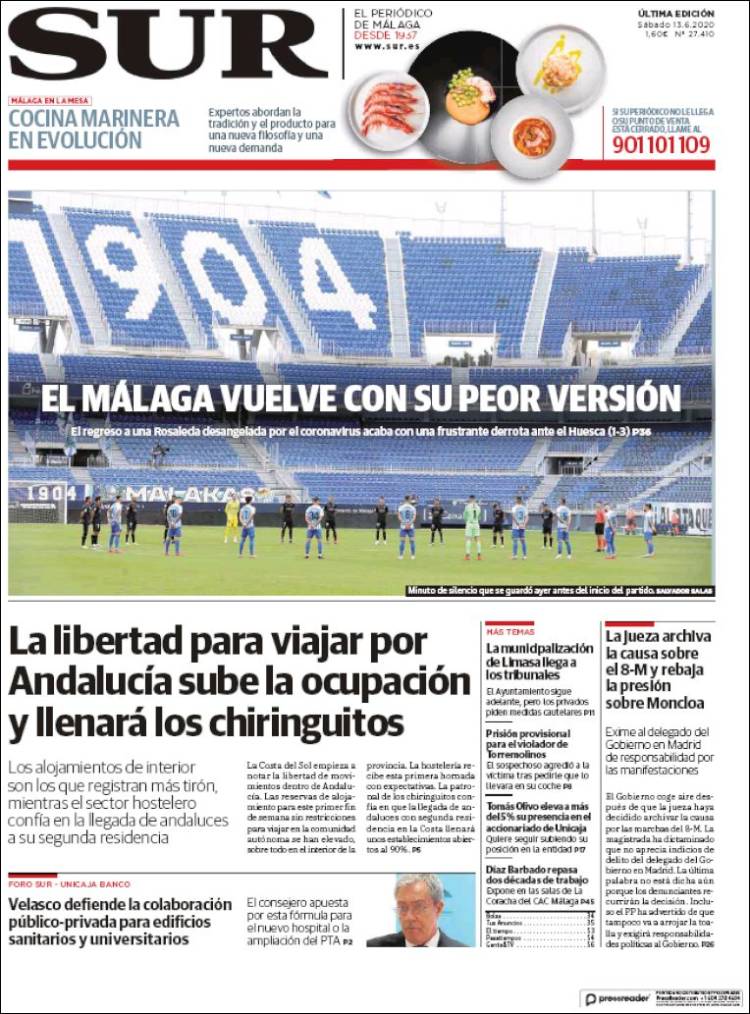 Portada de Diario el Sur (España)