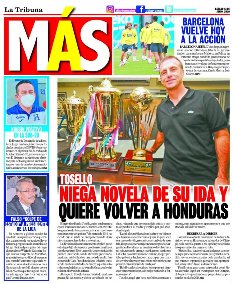 Portada de Diario Más (Honduras)