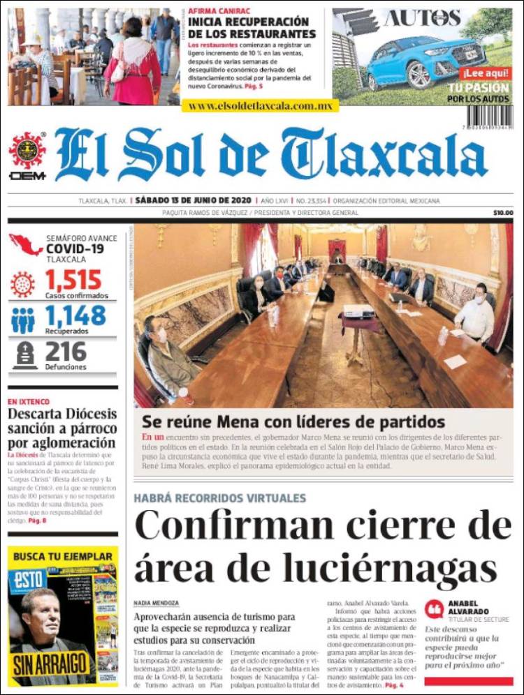 Portada de El Sol de Tlaxcala (México)