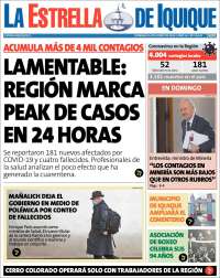 Portada de La Estrella de Iquique (Chile)