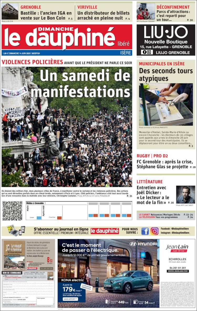 Portada de Le Dauphiné Libéré (Francia)