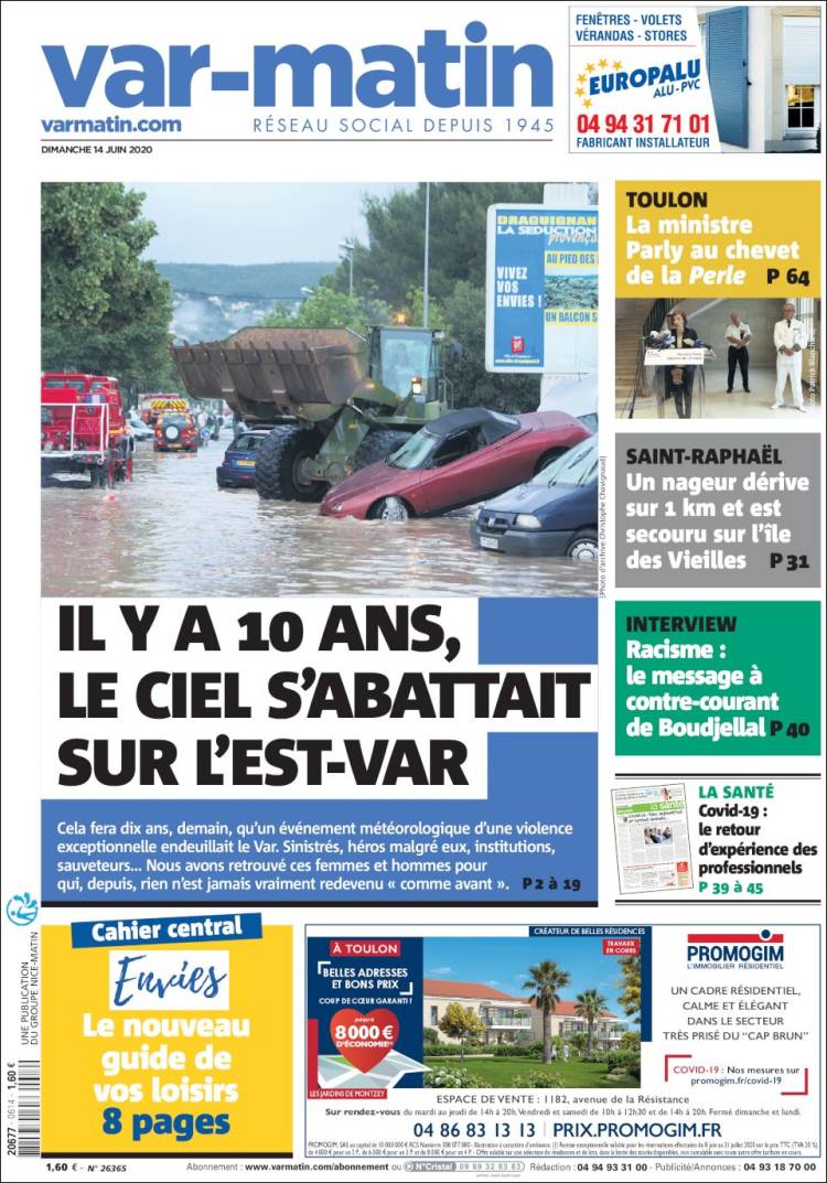 Portada de Nice-Matin (Francia)