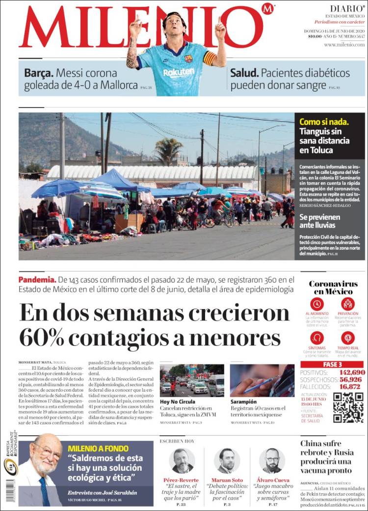 Portada de Milenio - Estado de México (México)