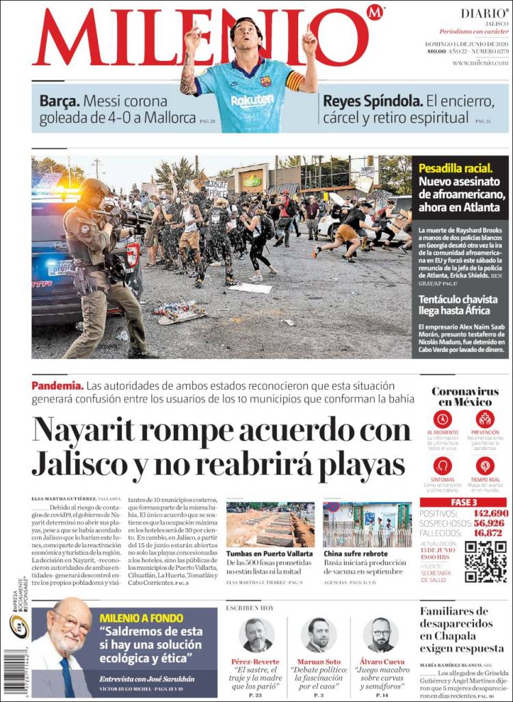 Portada de Milenio - Jalisco (México)