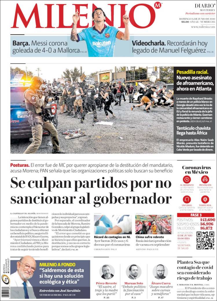 Portada de Milenio de Monterrey (México)