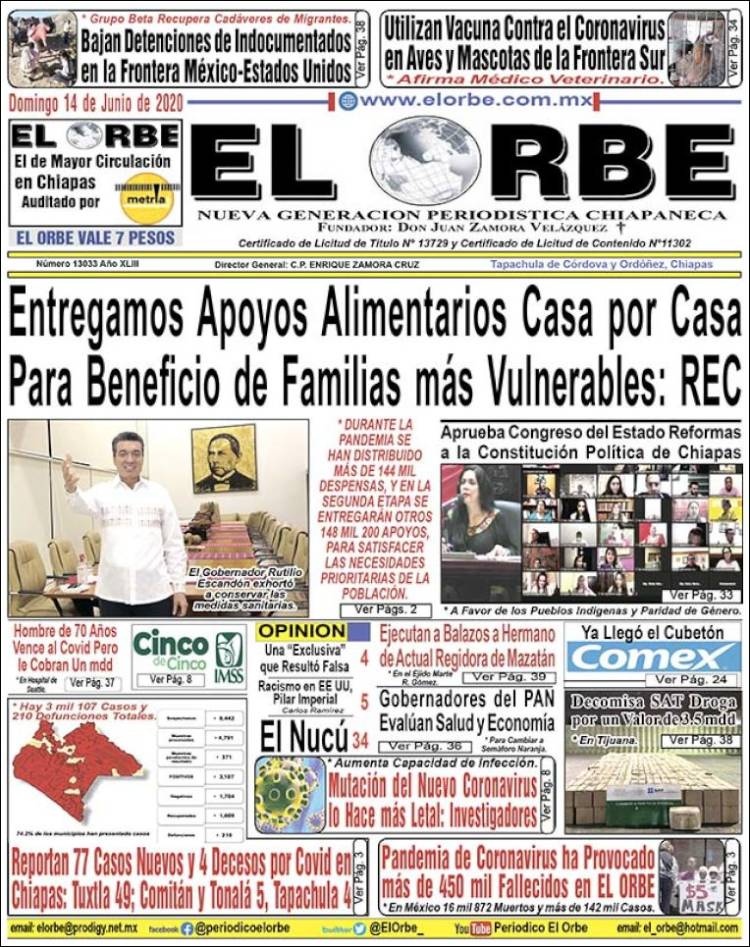 Portada de El Orbe (México)