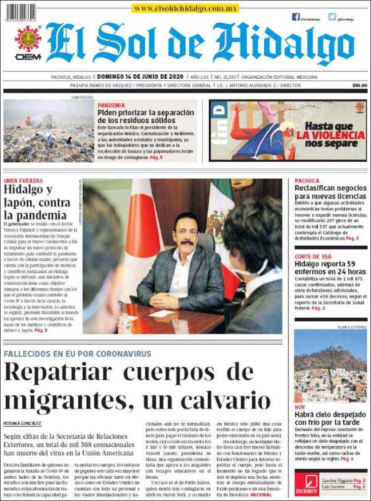 Portada de El Sol de Hidalgo (México)