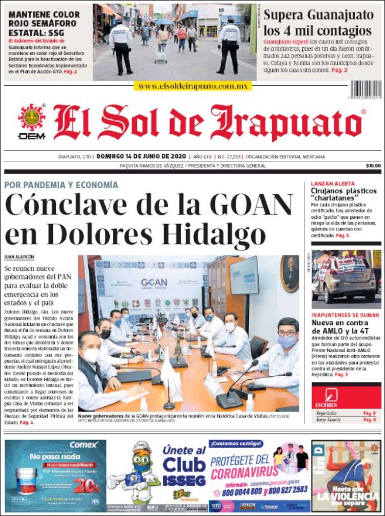 Portada de El Sol de Irapuato (México)