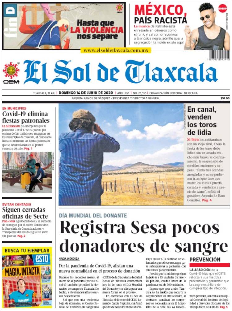 Portada de El Sol de Tlaxcala (México)