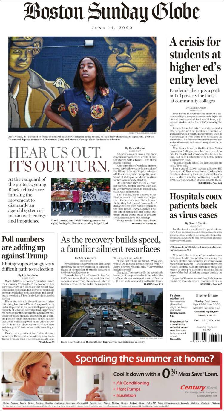 Portada de Boston Globe (USA)