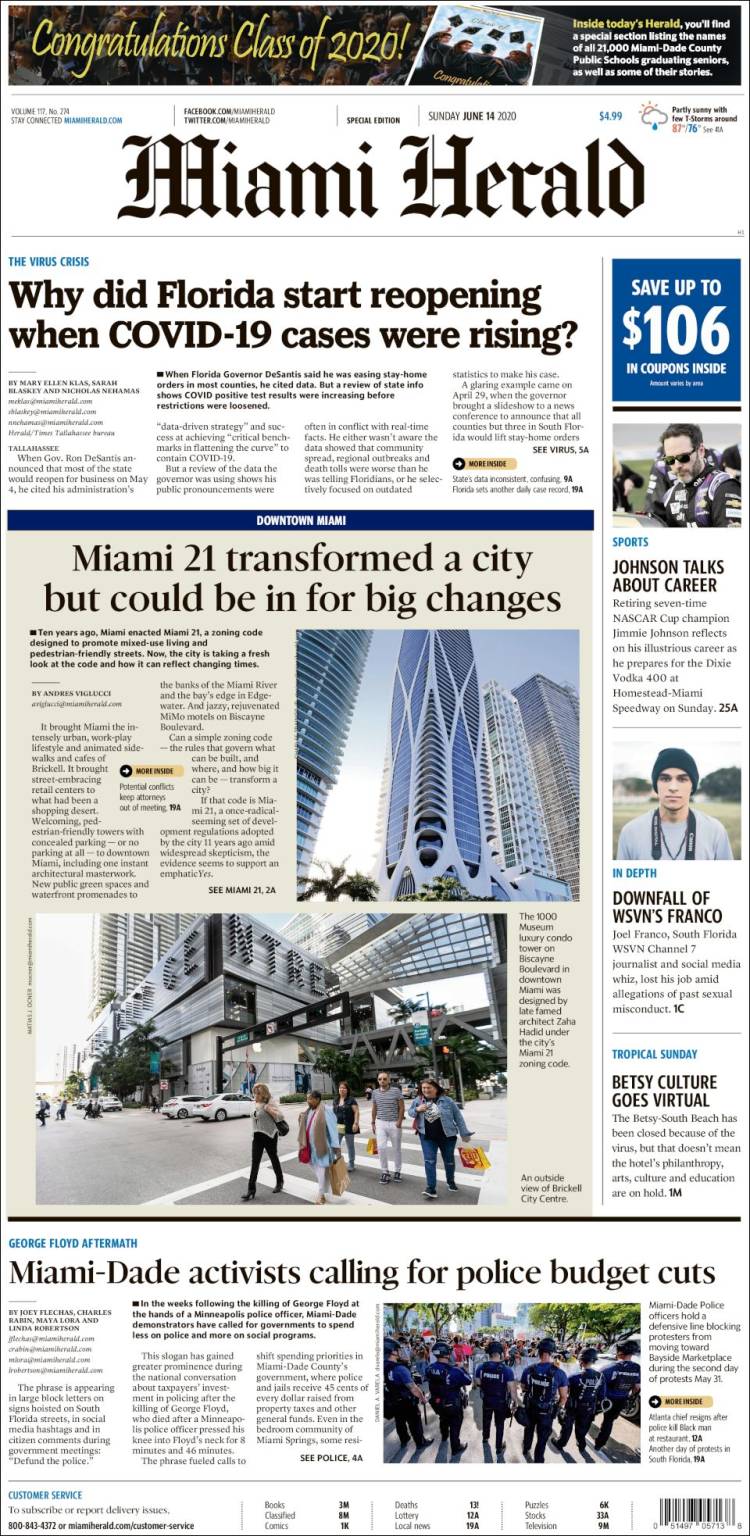 Portada de Miami Herald (USA)