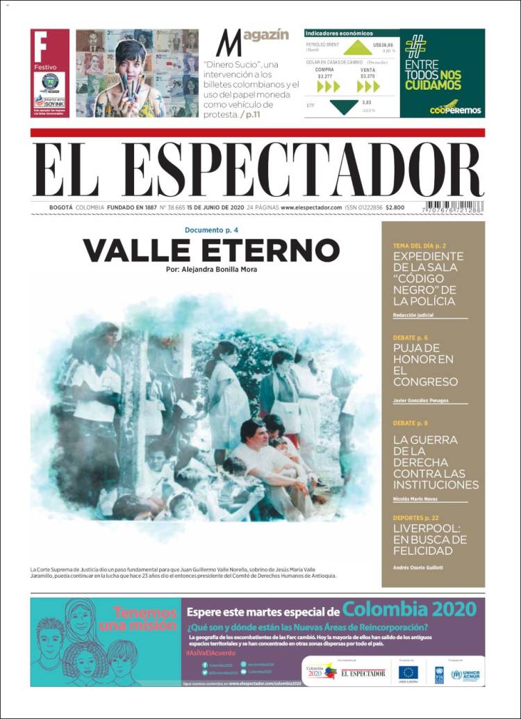 Portada de El Espectador (Colombia)