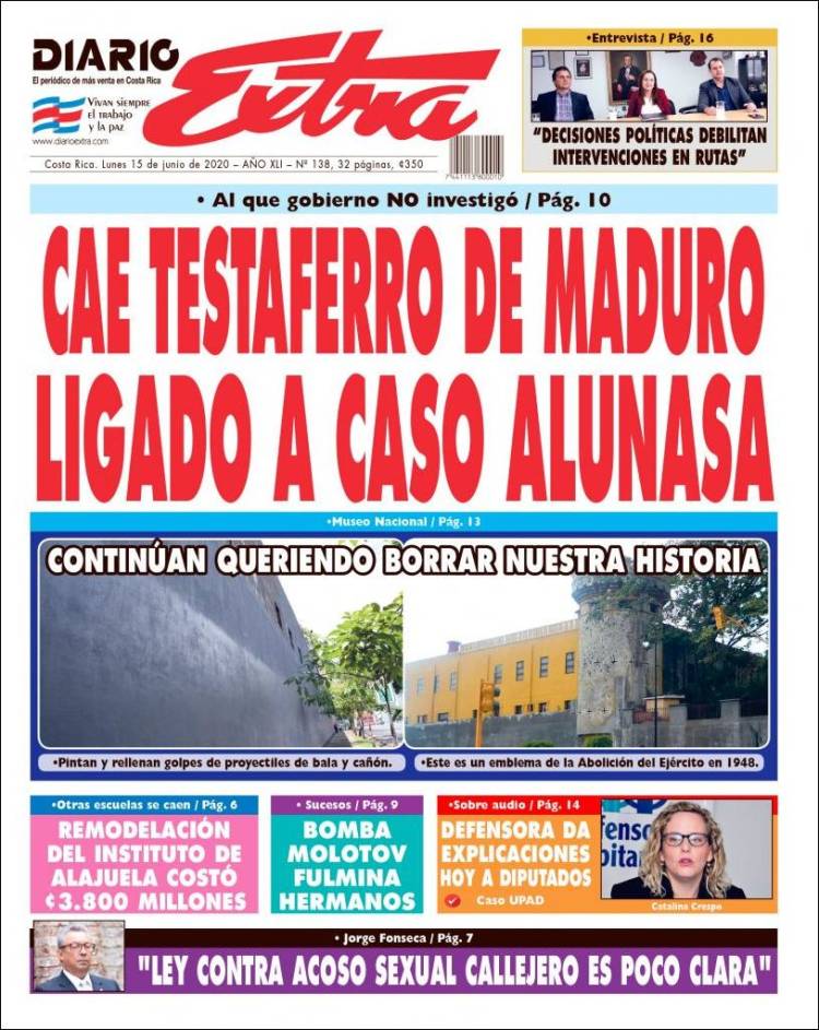 Portada de Diario Extra (Costa Rica)