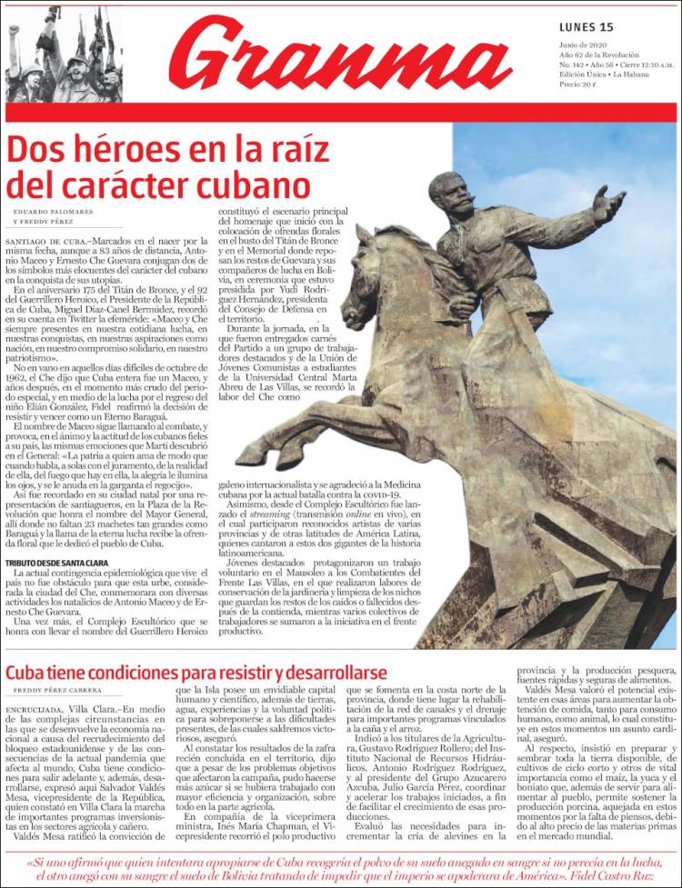 Portada de Granma (Cuba)