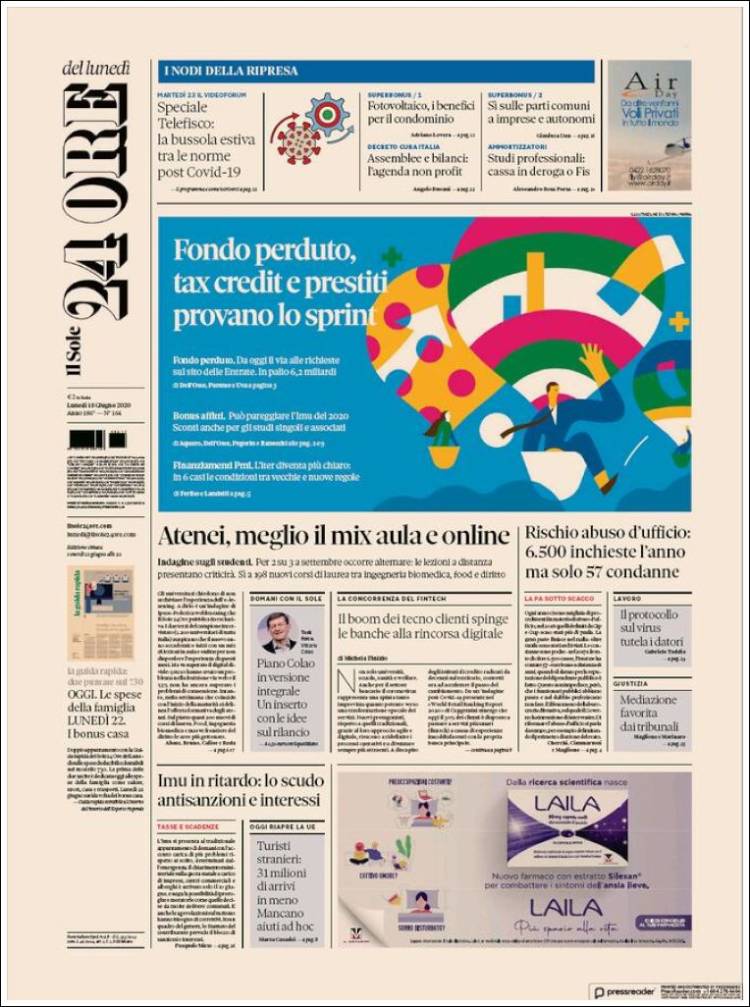 Portada de Il Sole 24 ORE (Italia)