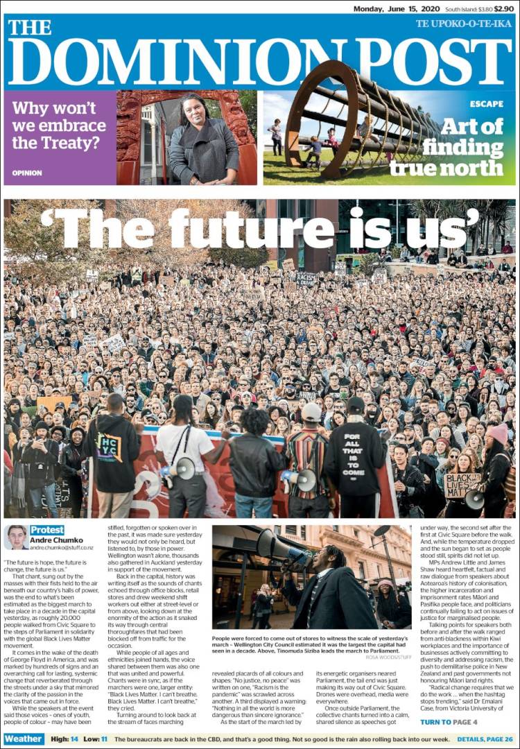 Portada de The Dominion Post (Nueva Zelanda)