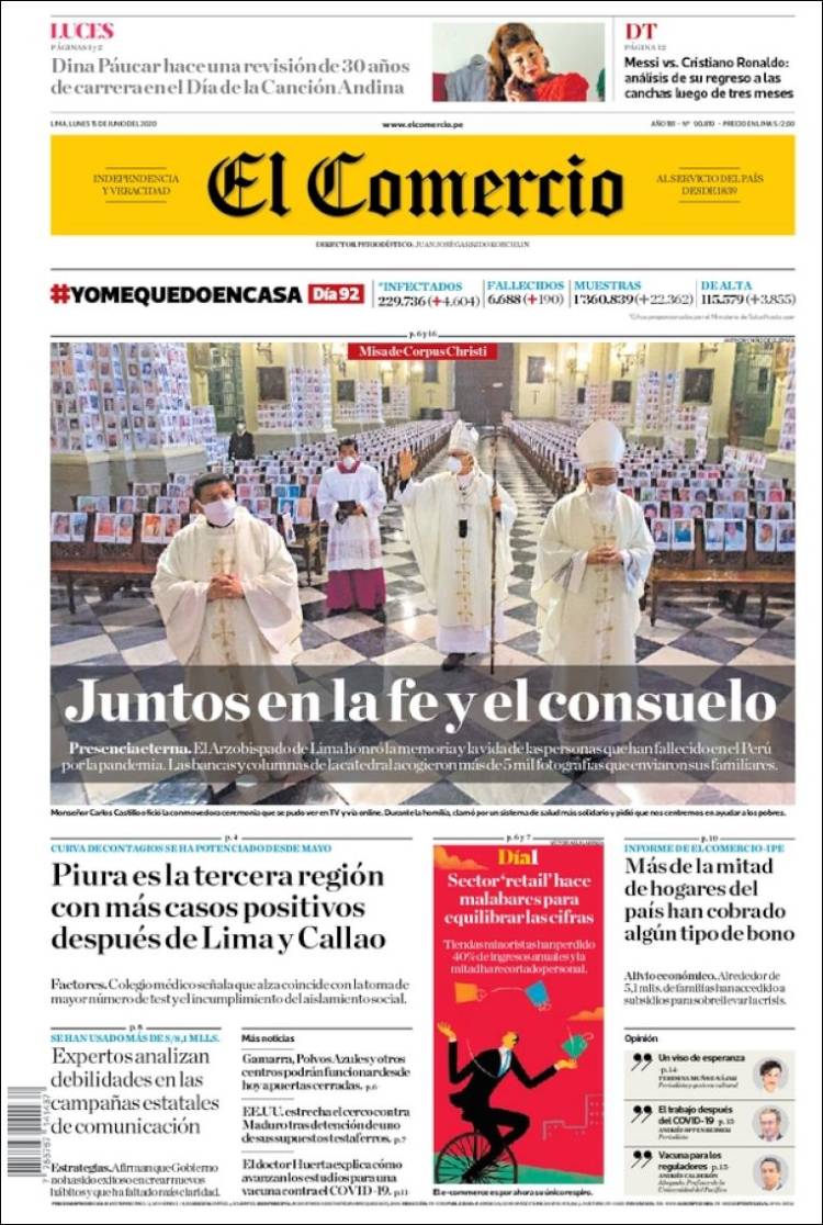 Portada de El Comercio (Perú)