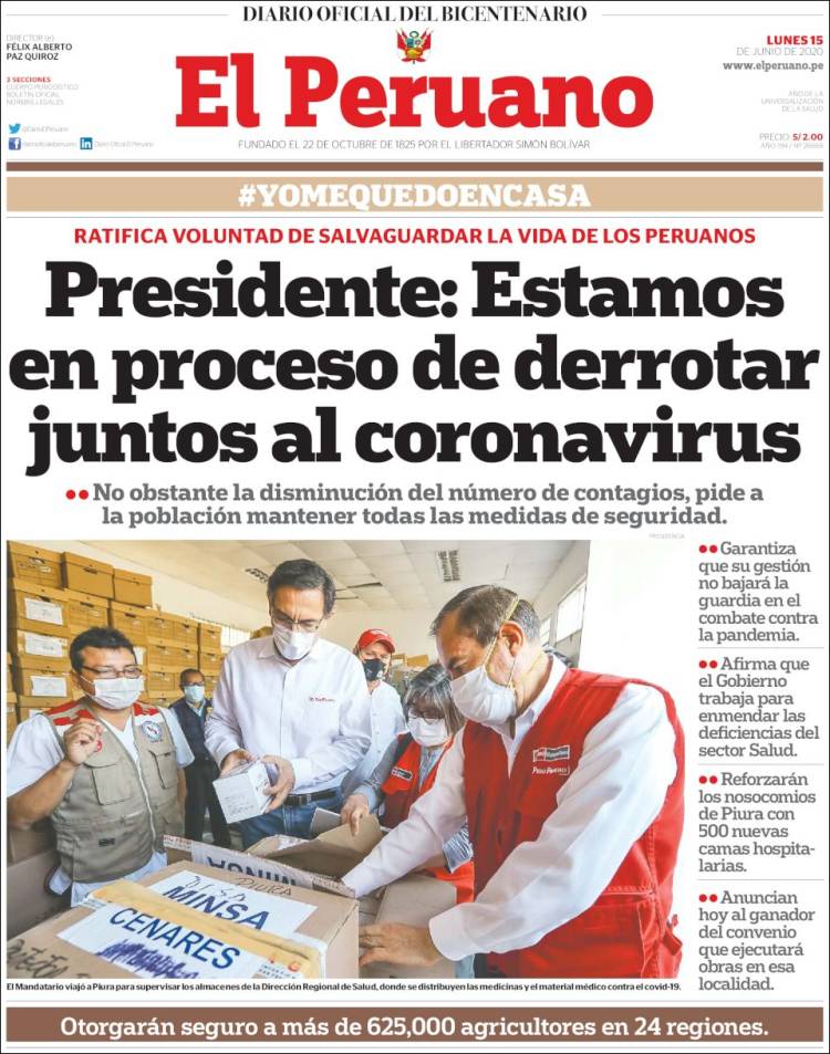 Portada de El Peruano (Perú)