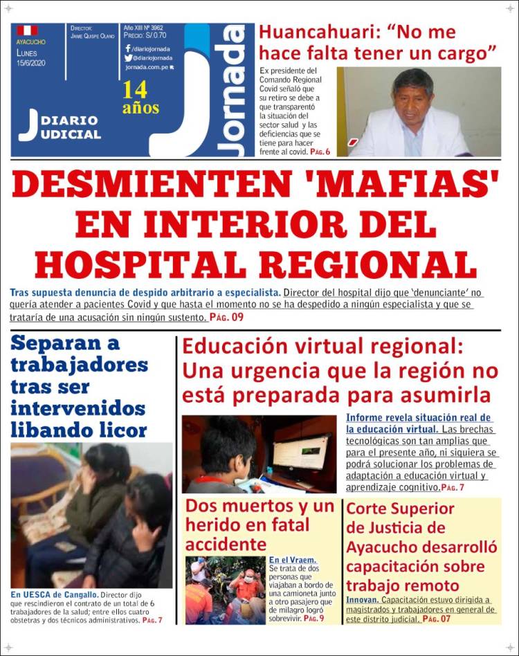 Portada de Diario Jornada (Perú)