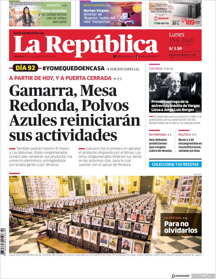 Portada de La Republica (Perú)