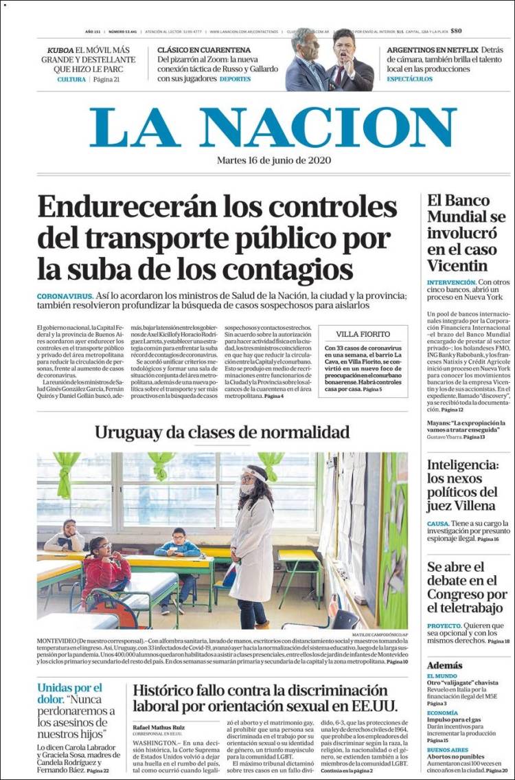 Portada de La Nación (Argentina)