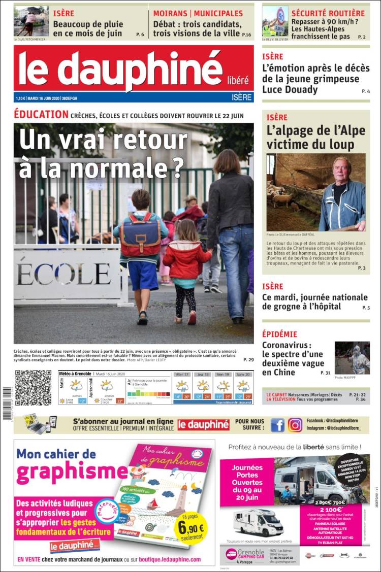 Portada de Le Dauphiné Libéré (Francia)
