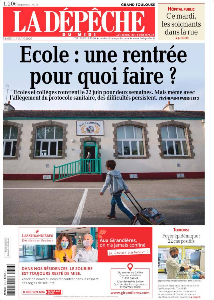 Portada de La Dépêche du Midi (Francia)