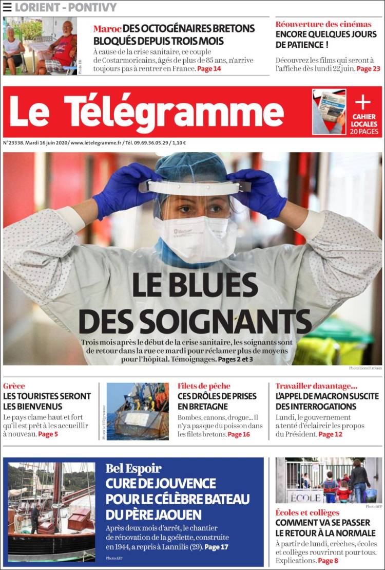 Portada de Télégramme (Francia)