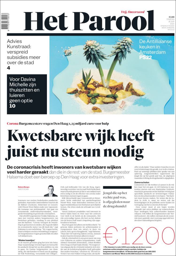 Portada de Het Parool (Pa&iacute;ses Bajos)