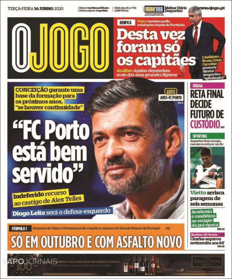 Portada de O Jogo (Portugal)