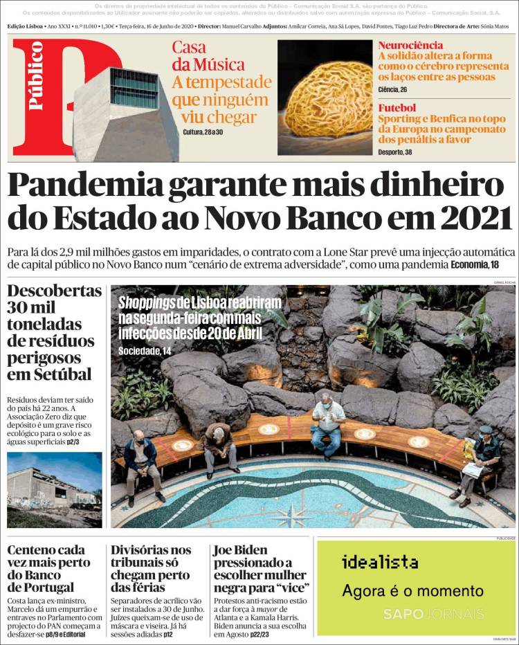 Portada de Público (Portugal)