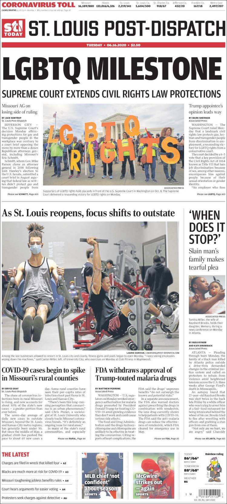 Portada de St. Louis Post-Dispatch (USA)