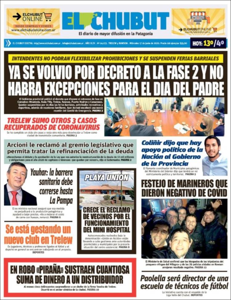 Portada de El Chubut (Argentina)
