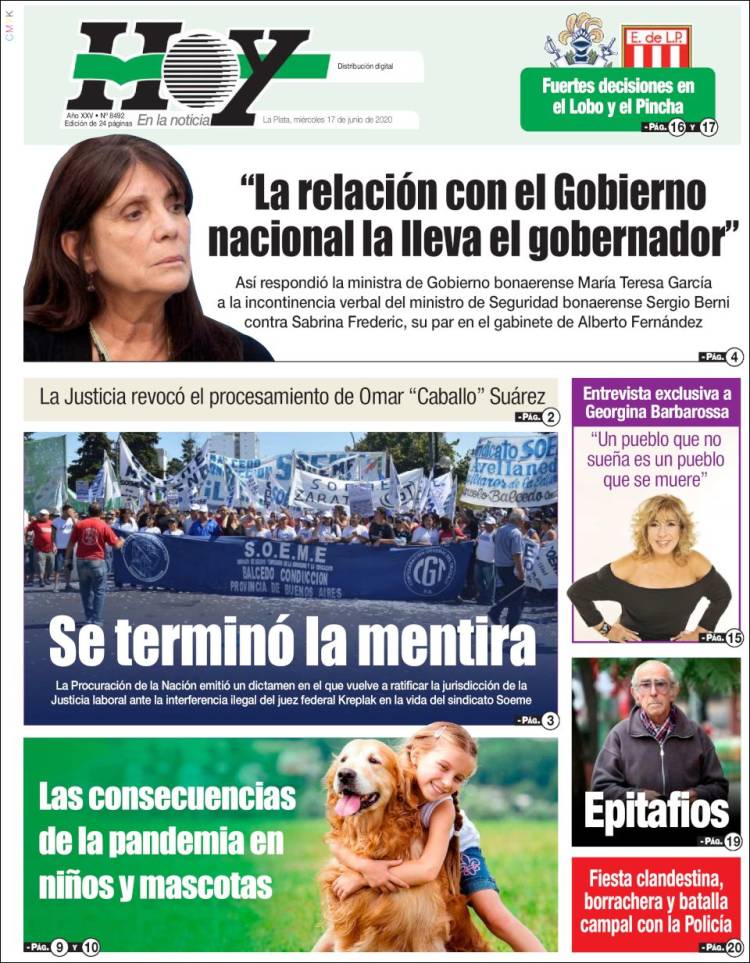 Portada de Diario Hoy (Argentina)