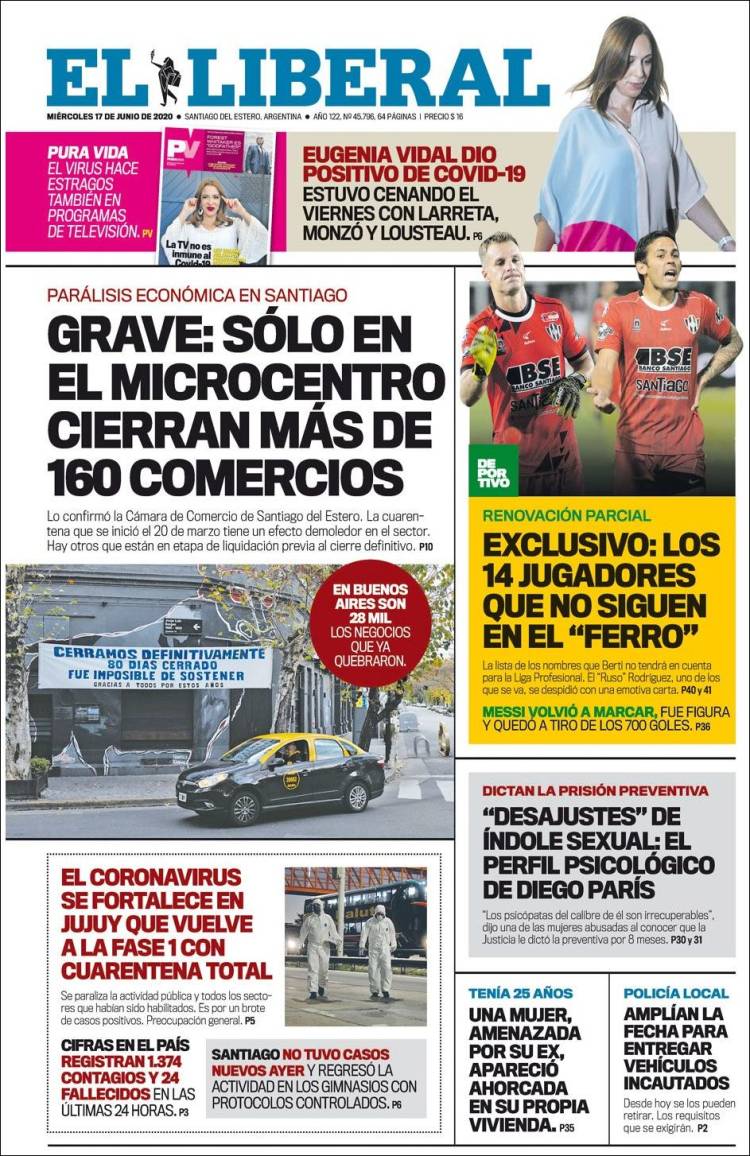 Portada de Diario El Liberal (Argentina)