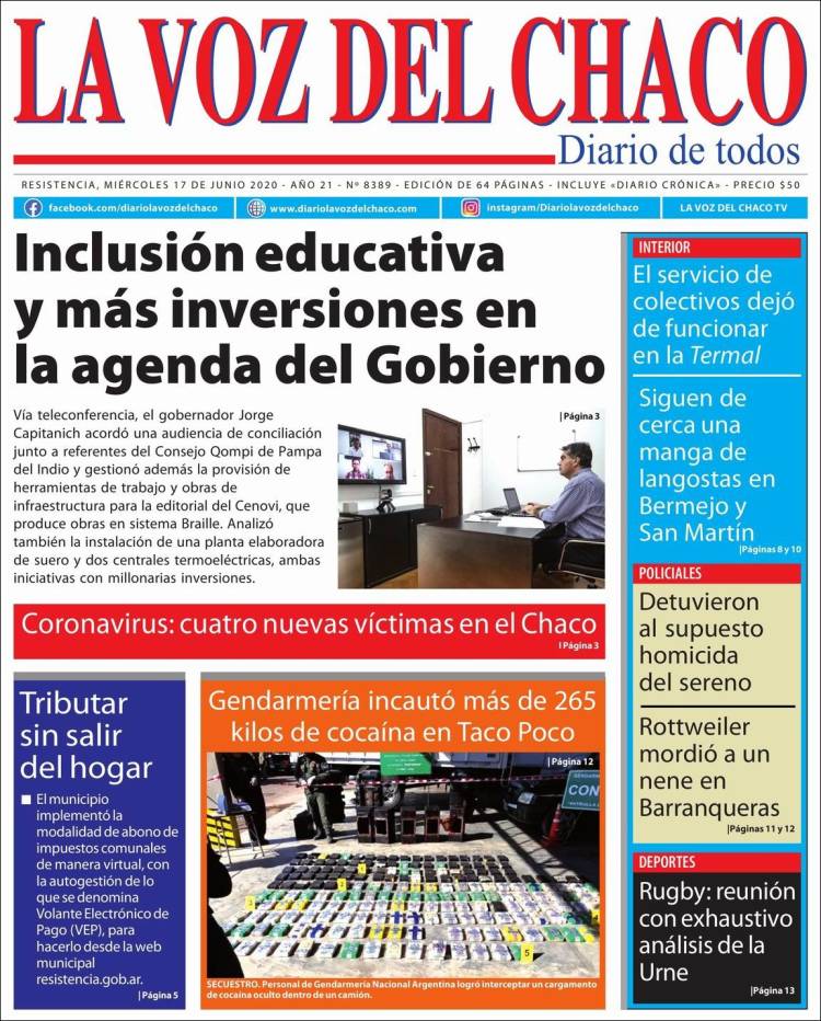 Portada de La Voz del Chaco (Argentina)
